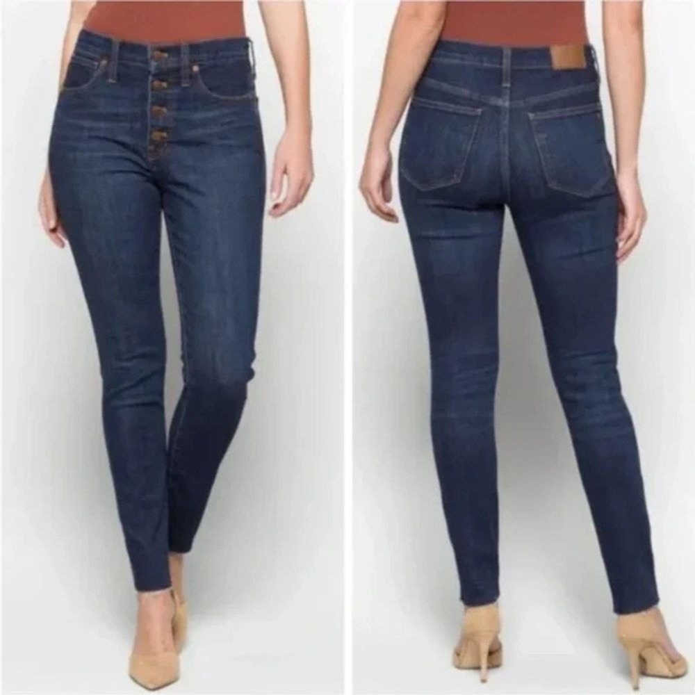 NWT Madewell 10" High Rise Skinny Jeans Button Fly Dark‎ Wash Size 29 Denim